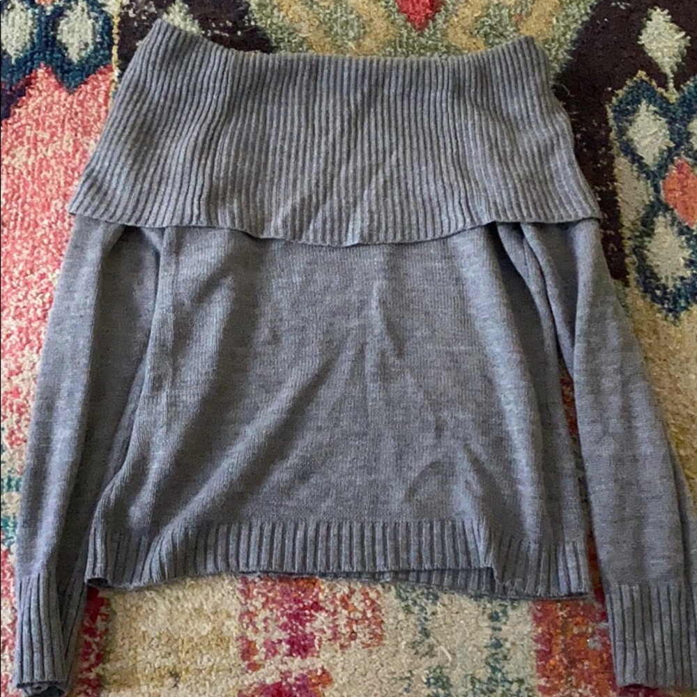 Off the Shoulder Grey Sweater